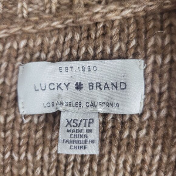 Lucky Brand Open Front Sweater XS Womens Long Sleeve Brown Chunky Knit Top - Picture 6 of 10